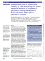 Process evaluation of peer-to-peer delivery of HIV self-testing and sexual health information to support HIV prevention among youth in rural KwaZulu-Natal, South Africa: qualitative analysis