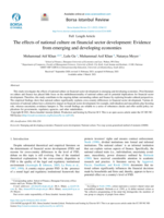 The effects of national culture on financial sector development: Evidence from emerging and developing economies