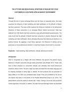 THE ATTITUDE AND BEHAVIOURAL INTENTIONS OF MUSLIM FAST-FOOD CUSTOMERS IN A SOUTHERN AFRICAN MARKET ENVIRONMENT
