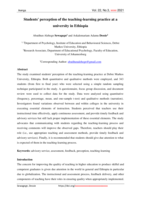 Students' perception of the teaching-learning practice at a university in Ethiopia