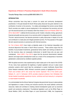 Experiences of Women in Precarious Employment in South Africa's Economy