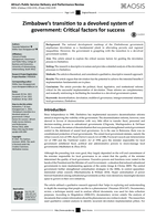 Zimbabwe’s transition to a devolved system of government: Critical factors for success