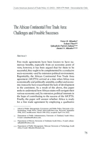 The African Continental Free Trade Area: Challenges and Possible Successes
