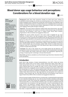 Blood donor app usage behaviour and perceptions: Considerations for a blood donation app