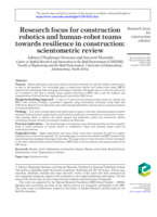 Research focus for construction robotics and human-robot teams towards resilience in construction: scientometric review