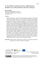 A Taxi Ride to Critical Literacy: High School Students as Co-Researchers and Text Analysts