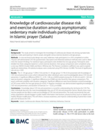 Knowledge of cardiovascular disease risk and exercise duration among asymptomatic sedentary male individuals participating in Islamic prayer (Salaah)