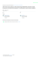 The Private Sector Role as a Key Supporting Stakeholder towards Circular Economy in the Built Environment: A Scientometric and Content Analysis