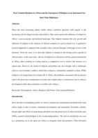 Post-Colonial Relations in Africa and the Emergence of Religion as an Instrument for Inter-State Diplomacy
