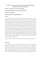 COVID-19 as a Game Changer for the Fourth Industrial Revolution (4thIR): A Reflection from a South African Perspective