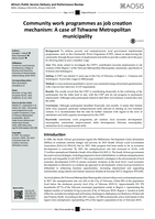 Community work programmes as job creation mechanism: A case of Tshwane Metropolitan municipality
