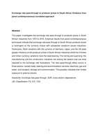 Exchange Rate Pass-through to Producer Prices in South Africa: Evidence from Panel Contemporaneous Correlated Approach