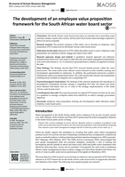 The development of an employee value proposition framework for the South African water board sector