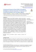 A Systematic Review of Post-COVID-19 Pandemic Strategies to Improve Instruction of Technical and Vocational Education and Training in Nigeria