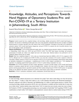 Knowledge, Attitudes, and Perceptions Towards Hand Hygiene of Optometry Students Pre-and Peri-COVID-19 at a Tertiary Institution in Johannesburg, South Africa