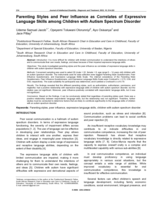 Parenting Styles and Peer Influence as Correlates of Expressive Language Skills among Children with Autism Spectrum Disorder