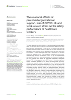 The relational effects of perceived organizational support, fear of COVID-19, and work-related stress on the safety performance of healthcare workers