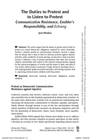 The Duties to Protest and to Listen to Protest Communicative Resistance, Enabler's Responsibility, and Echoing