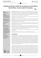 Traditional Chinese medicine to improve rural health in South Africa: A case study for Gauteng