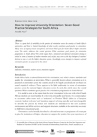 How to Improve University Orientation: Seven Good Practice Strategies for South Africa