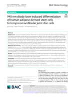 940 nm diode laser induced differentiation of human adipose derived stem cells to temporomandibular joint disc cells