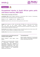 Occupational injuries in South African game parks and nature reserves, 2007-2019