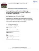 Sociolinguistic context matters: Expiating differences in contextual linguistic diversity in South Africa and England