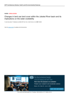 Changes in land use land cover within the Jukskei River basin and its implications on the water availability
