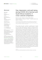 Fear, depression, and well-being during COVID-19 in German and South African students: A cross-cultural comparison