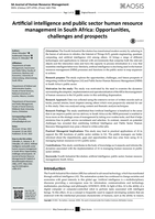 Artificial intelligence and public sector human resource management in South Africa: Opportunities, challenges and prospects