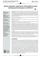 Teacher educators’ experiences of the shift to remote teaching and learning due to COVID-19