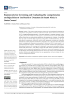 Framework for Screening and Evaluating the Competencies and Qualities of the Board of Directors in South Africa's State‐Owned