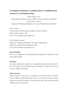 Investigating Commitment as a Unidimensional or a Multidimensional Construct in a Retail Banking Setting