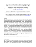 Evaluating the relationship between Socio-Cultural Diversity and Collaboration among Project Teams in Johannesburg, South Africa