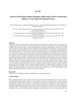 Analysis of Personnel retention Strategies within South African Construction Industry A Case Study Of Gauteng Province