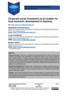 Corporate social investment as an enabler for local economic development in Gauteng