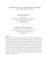 GENDER AND POLITICAL CULTURE OF COMMUNITY DEVELOPMENT: THE CHINYERE NWANOKE EXAMPLE KELECHI JOHNMARY ANI