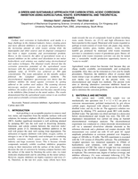 A GREEN AND SUSTAINABLE APPROACH FOR CARBON STEEL ACIDIC CORROSION INHIBITION USING AGRICULTURAL WASTE: EXPERIMENTAL AND THEORETICAL STUDIES