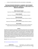 The relationship between e-learning and student satisfaction as marketing strategy: A case study at a private university