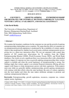 A COUNTRY'S GROWTH-ASPIRING ENTREPRENEURSHIP ORCHESTRATES THE INTERPLAY BETWEEN CORPORATE TAXATION, VENTURE CAPITAL AVAILABILITY, AND SOCIAL LEGITIMACY