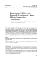 Governance, Politics, and Economic Development: Some African Perspectives