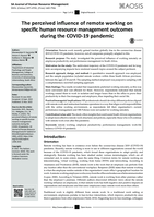 The perceived influence of remote working on specific human resource management outcomes during the COVID-19 pandemic