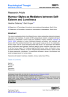 Humour Styles as Mediators between Self- Esteem and Loneliness