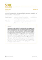 Curriculum transformation at a private higher educational institution: An exploratory study on decolonisation