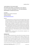 “Uncovered in the glass cages” rethinking neoliberal governance in the times of COVID-19: Critical performativity for performance management in Higher Education