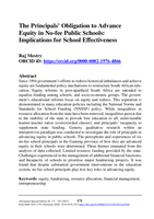 The principals' obligation to advance equity in no-fee public schools: Implications for school effectiveness