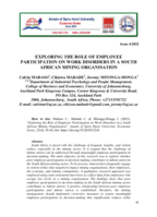 Exploring the role of employee participation on work disorders in a South African mining organisation