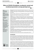 Effects of COVID-19 lockdown on physical, mental andemotional parameters among sportspersons