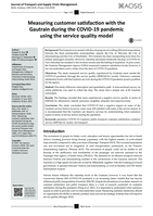 Measuring customer satisfaction with the Gautrain during the COVID-19 pandemic using the service quality model