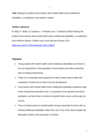 Raising the profile of care leavers with mental health and/or intellectual disabilities: A contribution from Northern Ireland